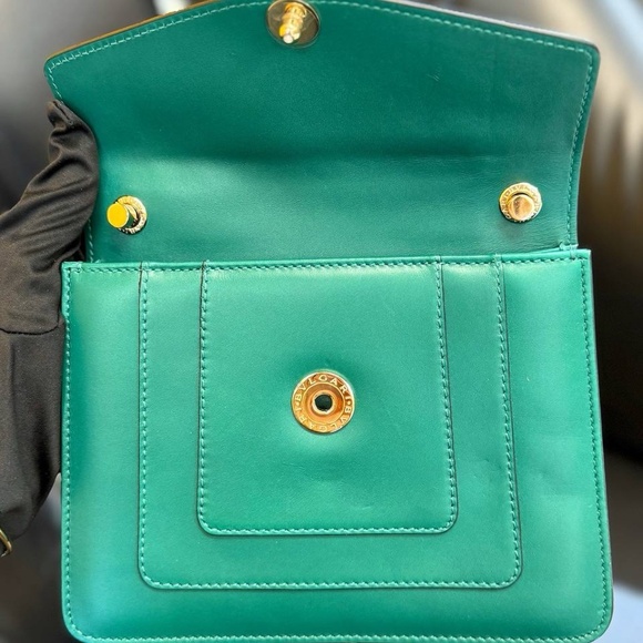 Bvlgari Serpenti Forever Square Cross-body Shoulder Bag calf Leather Emerald gre - Picture 7 of 12